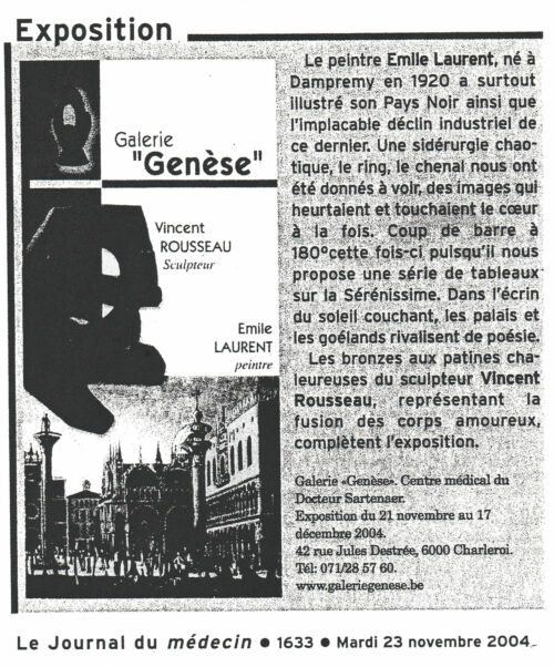 Emile Laurent du Pays Noir à Venise 2004 exposition galerie Genèse