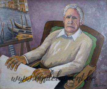 <b>80 ans</b><br>
Emile Laurent<br>
2000<br>
Huile 49x59<br>
<i>Autoportrait</i><br>
Collection privée 80 ans Emile Laurent 2000