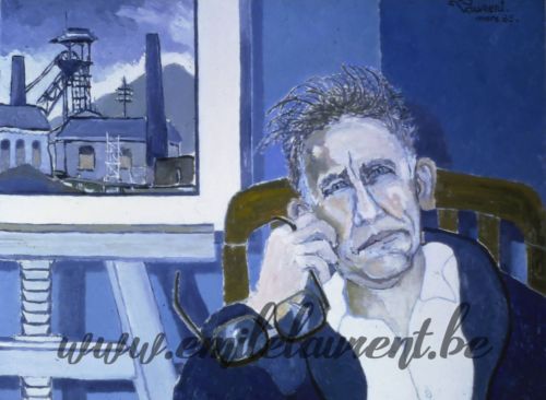 <b>Autoportrait</b>
Emile Laurent<br>
1983<br>
Huile 40x50<br>
Collection privée Autoportrait Emile Laurent 1983