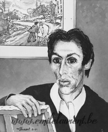 <b>Beciani</b><br>
Emile Laurent<br>
1980<br>
Huile 50x60<br>
<i>"Portrait du galeriste Beciani"</i><br>
Collection privée Emile Laurent Beciani portrait 1980