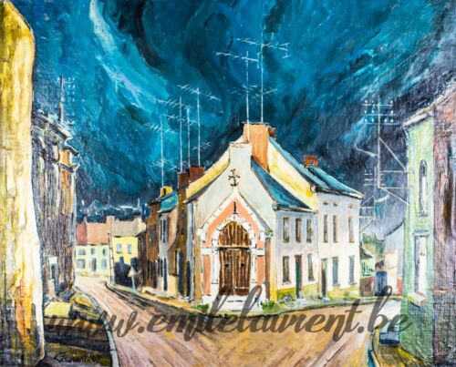 <b>Chapelle du Louvy Gilly</b><br>
Emile Laurent<br>
1969<br>
Huile 54x67<br>
Collection privée Chapelle du Louvy Gilly Emile Laurent 1969