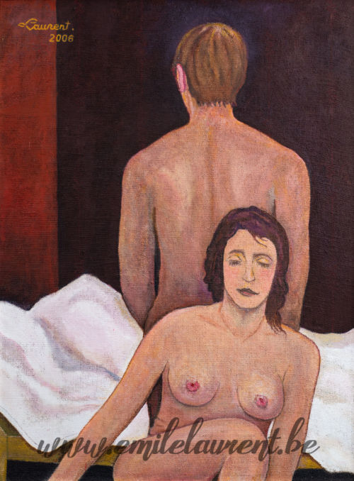 <b>Couple</b><br>
Emile Laurent<br>
2006<br>
Huile 74x99<br>
Collection privée Couple Emile Laurent 2006