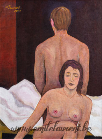 <b>Couple</b><br>
Emile Laurent<br>
2006<br>
Huile 74x99<br>
Collection privée Couple Emile Laurent 2006
