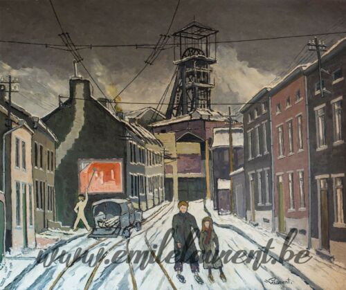 <b>Fosse St Charles Docherie</b><br>
Emile Laurent<br>
1983<br>
Huile 60x70<br>
Collection privée Fosse St Charles Docherie Emile Laurent 1983