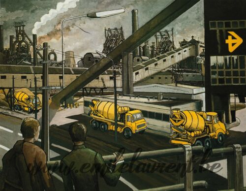 <b>Inter-Béton</b><br>
Emile Laurent<br>
1987<br>
Huile 80X100<br>
Collection privée Inter-Béton Emile Laurent 1987