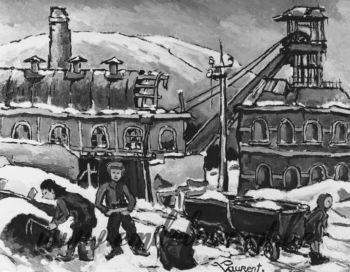 <b>L'Hiver</b><br>
Emile Laurent<br>
1982<br>
Huile 40x50<br>
Collection privée L'Hiver Emile Laurent 1982