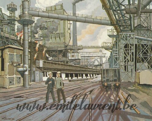 <b>La Cockerie</b><br>
Emile Laurent<br>
1986<br>
Huile 80x100<br>
Collection privée La Cockerie Emile Laurent 1986