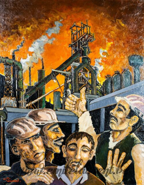 <b>La Dernière Coulée</b><br>
Emile Laurent<br>
1979<br>
Huile 53x68<br>
Collection privée La Dernière Coulée Emile Laurent 1979