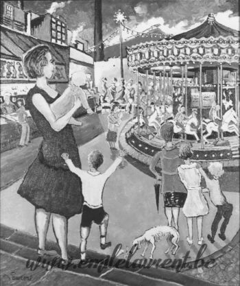 <b>La Fête</b><br>
Emile Laurent<br>
1975<br>
Huile 60x70<br>
Collection privée La Fête Emile Laurent 1975
