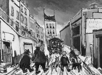<b>La Parade</b><br>
Emile Laurent<br>
1980<br>
Huile 35x40<br>
Collection privée La Parade Emile Laurent 1980