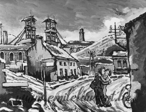 <b>La Séparation</b><br>
Emile Laurent<br>
1970<br>
Huile 40x50<br>
Collection privée La Séparation Emile Laurent 1970