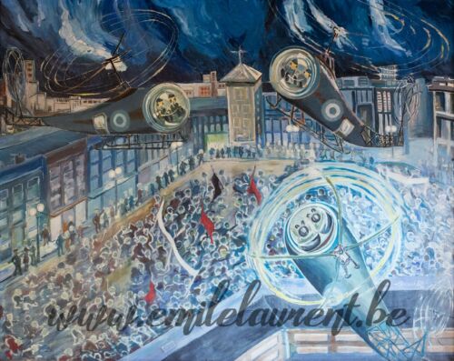 <b>Le Bal des Insectes</b><br>
Emile Laurent<br>
1979<br>
Huile 240x150<br>
Collection privée Le Bal des Insectes Emile Laurent 1979