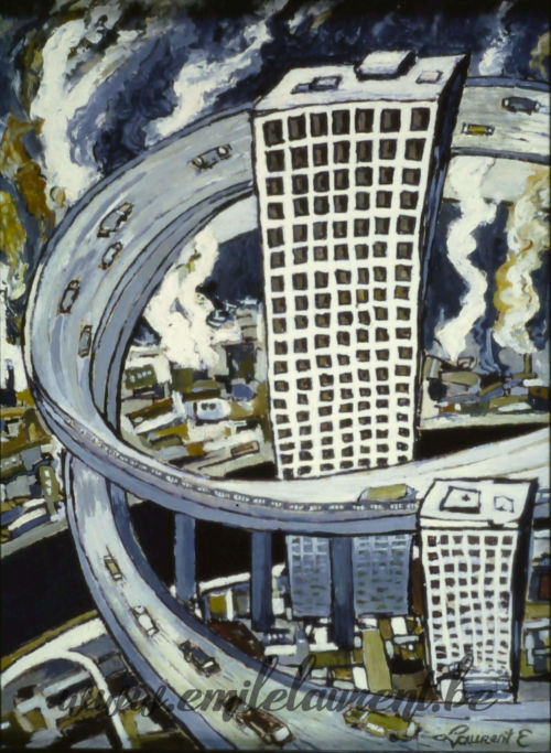 <b>Le Carcan</b><br>
Emile Laurent<br>
1978<br>
Huile 30x40<br>
Collection privée Le Carcan Emile Laurent 1978