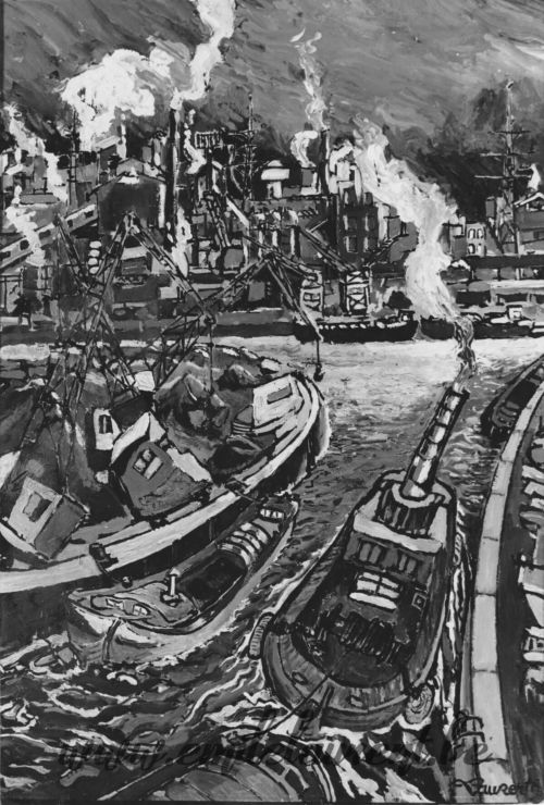 <b>Le Goulot</b><br>
Emile Laurent<br>
1978<br>
Huile 100x70<br>
Collection privée Le Goulot Emile Laurent 1978