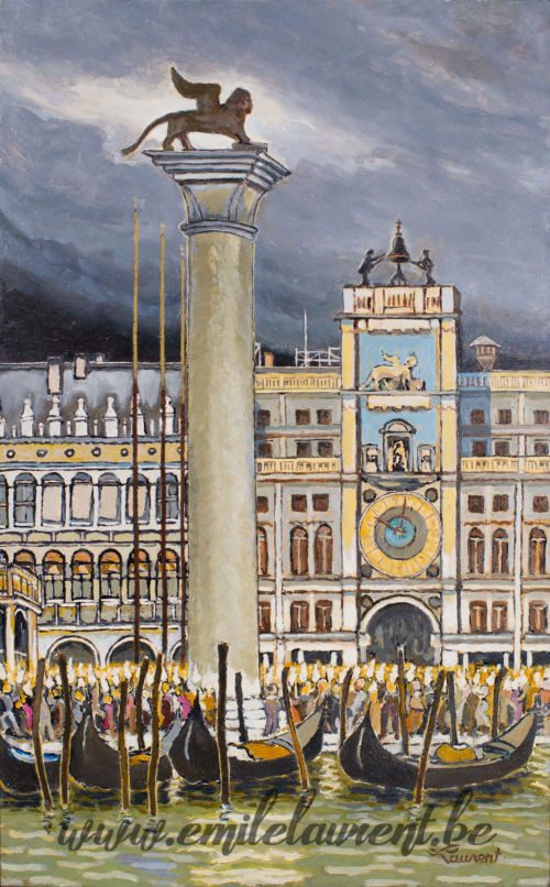 <b>Le Lion de St Marc</b><br>
Emile Laurent<br>
2002<br>
Huile 40x65<br>
Collection privée Le Lion de St Marc Emile Laurent 2002
