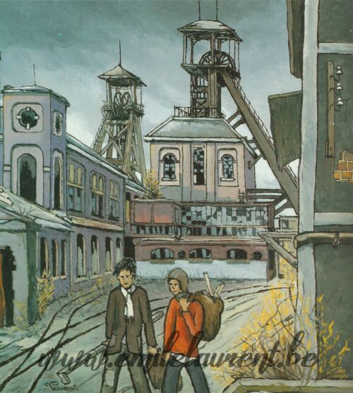 <b>Les Maraudeurs</b><br>
Emile Laurent<br>
1986<br>
Huile 58x50<br>
Collection privée Les Maraudeurs Emile Laurent 1986