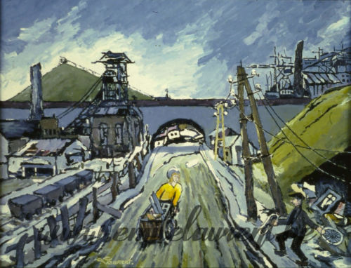 <b>Les Mechneux</b><br>
Emile Laurent<br>
1983<br>
Huile 50x60<br>
Collection privée Les Mechneux Emile Laurent 1983