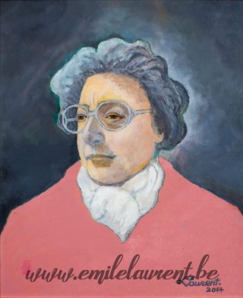 <b>Madame Marie-Thérèse Jambe</b><br>
Emile Laurent<br>
2014<br>
Huile 33x39<br>
<i>Portrait d'après photo</i><br>
<i>"A 95 ans, nouvel essai sur la ligne claire"</i><br>
Collection privée Emile Laurent Marie-Thérèse Jambe 2014