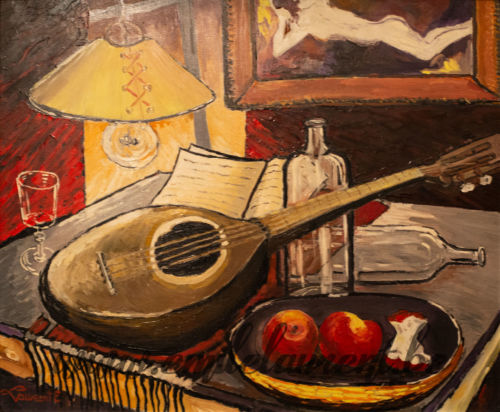 <b>Nature Morte Rouge</b><br>
Emile Laurent<br>
1977<br>
Huile 59x67<br>
Collection privée Nature Morte Rouge Emile Laurent 1977