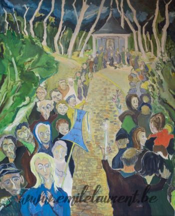 <b>Pèlerinage à Villers-la-Ville</b><br>
Emile Laurent<br>
1968<br>
Huile 80x100<br>
Collection privée Pèlerinage à Villers-la-Ville Emile Laurent 1968