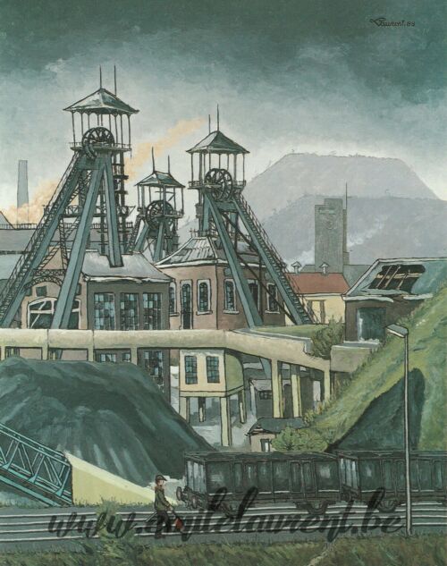 <b>Puits Parent</b><br>
Emile Laurent<br>
1987<br>
Huile 80x100<br>
Collection privée Puits Parent Emile Laurent 1987