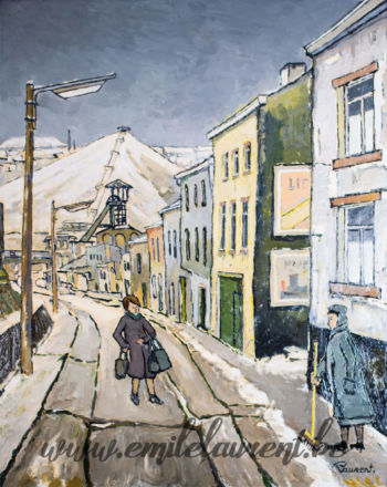 <b>Rue Courte Haleine</b><br>
Emile Laurent<br>
1981<br>
Huile 40x49<br>
Collection privée Rue Courte Haleine Emile Laurent 1981