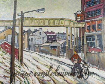 <b>Rue de Jumet avant mutilation</b><br>
Emile Laurent<br>
1973<br>
Huile 40x50<br>
Collection privée Rue de Jumet avant mutilation Emile Laurent 1973