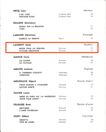 Emile Laurent exposition musées beaux arts charleroi 1967