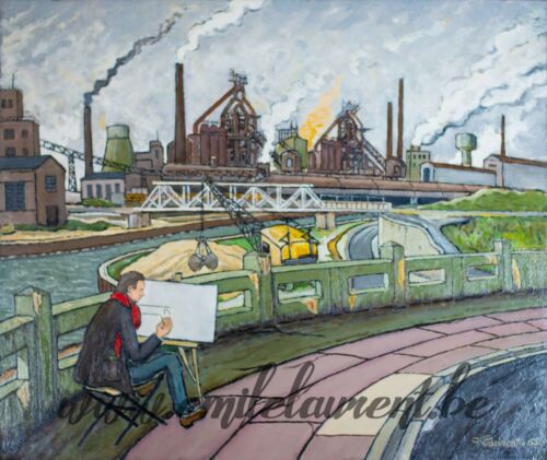 <b>Sur mes terres</b><br>
Emile Laurent<br>
1965<br>
Huile 60x70<br>
Collection privée Sur mes terres Emile Laurent 1965