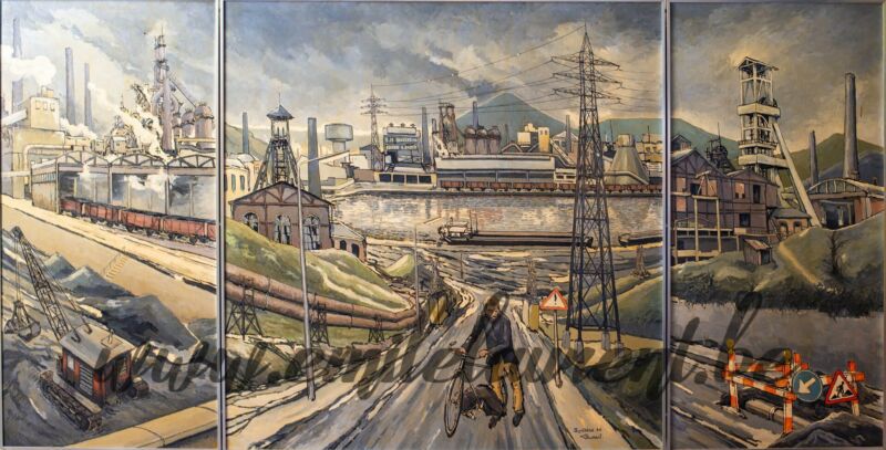 <b>Synthèse</b><br>
Emile Laurent<br>
1985<br>
Triptyque 100x60 - 100x100 - 100x60<br>
Collection privée Synthèse Emile Laurent 1985