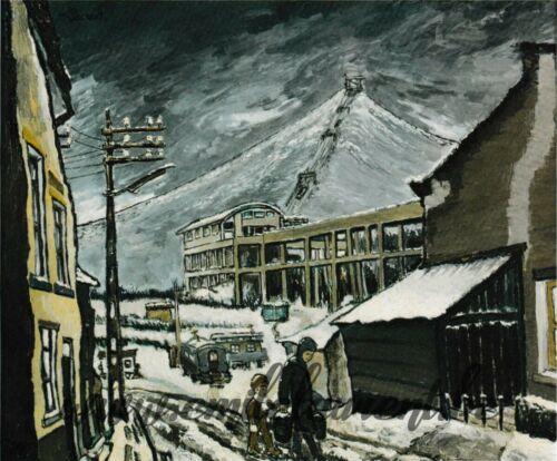 <b>Terril de l'épine, Montignies-sur-Sambre</b><br>
Emile Laurent<br>
1976<br>
Huile 50X60<br>
Collection privée Terril de l'épine, Montignies-sur-Sambre Emile Laurent 1976