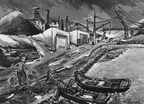 <b>Un Coin Perdu</b><br>
Emile Laurent<br>
1982<br>
Huile 40x50<br>
Collection privée Un Coin Perdu Emile Laurent 1982