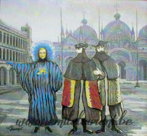 <b>Mascarade</b><br>
Emile Laurent<br>
2002<br>
Huile<br>
Collection privée Emile Laurent Venise Mascarade