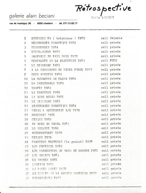 Emile Laurent rétrospective exposition 1987