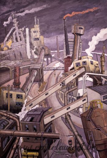 <b>Paysage Industriel</b><br>
Emile Laurent<br>
2012-2013<br>
Huile<br>
Musée des Beaux Arts de Charleroi